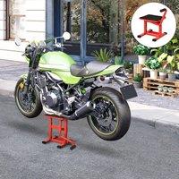 DURHAND Steel Motorbike Jack Lift Rubber Platform Crank Lift Manual Repair Table in Red