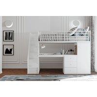 Flintshire Furniture Ltd Dacota High Sleeper Bed Frame with Desk & Storage in White | Size: Single