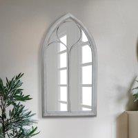 Agenzia 14 Antique Cream Arched Metal Frame Window Garden Wall Mirror 112 x 61cm | Size: 112 x 61 cm