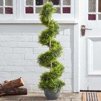 mysmartbuy Artificial Cypress Spiral Topiary - Faux Plant Garden Dcor with Pot in Green