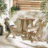FurnitureboxUK Lox 2 Seat Half Round Folding Solid Wood Outdoor Table Set in Light Brown