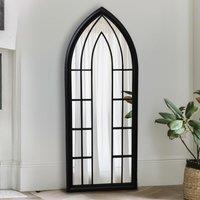 Agenzia 14 Large Antique Black Arched Metal Frame Window Garden Wall Mirror 153 x 60cm | Size: 153 x 60 cm