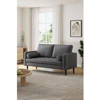 Grey Velvet 2-Seat Sofa with 2 Bolster Pillows