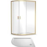 Balterley Ruwa Offset Quad Shower Suite LH, 1200 x 800mm Tray & Enclosure Brass in Metallics