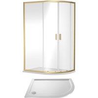 Balterley Ruwa Offset Quad Shower Suite RH, 1200 x 800mm Tray & Enclosure Brass in Metallics