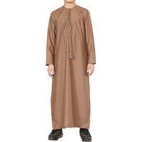 Arabic Thobes Boy's Thobe Emirati Jubba Islamic Clothing Kaftan Eid String Tassel in Bronze | Size: 11-12 Years