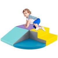 Costway Baby Climb & Crawl Foam Block Play Set 4-Piece Kids Soft Toy Set in Navy