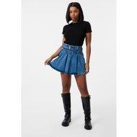 Pink Vanilla Women's Light Blue Denim Double Belt Pleat Mini Skirt | Size: 6