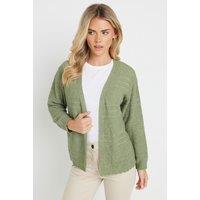 M&Co Women's Petite Tape Yarn Cardigan in Light Khaki | Size: 12-14