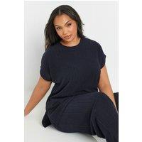 Yours Women's Short Sleeve Knitted T-Shirt in Dark Navy | Size: 38-40