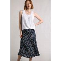 Weird Fish Women's Tiya Printed Viscose Midi Skirt in Black | Size: 16