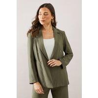 Wallis Women's Petite Double Breasted Blazer in Khaki | Size: 18