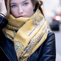 My Posh Shop Women's Mustard Tree of Life Reversible Scarf