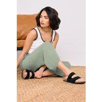 PixieGirl Women's Petite Acid Wash Cropped Trousers in Light Green | Size: 14