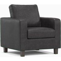 York Black Faux Leather Boxed Arm Single Seater Armchair