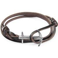 ANCHOR & CREW Men's Admiral Anchor Silver & Flat Leather Bracelet in Brown