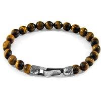 ANCHOR & CREW Men's Nachi Silver & Stone Beaded Bracelet in Brown | Size: 19 cm