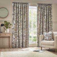 Wylder Tropics Pomegranate Floral Jacquard Pencil Pleat Curtains in Natural | Size: 168 cm width x 183 cm drop