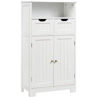 Costway Bathroom Floor Cabinet Wooden Storage Cupboard w/ Adjustable Shelf in White