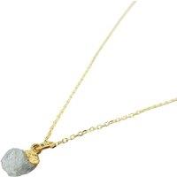 Harfi Women's Raw Aquamarine Gold Plated March Birthstone Necklace in Blue | Size: 18 inches