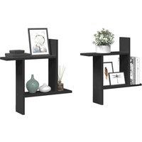 Berkfield Home Wall Shelves 2 pcs Black 50x12x50 cm Engineered Wood | Size: 50 x 12 x 50 cm
