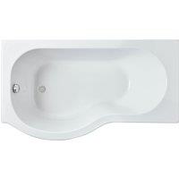 Balterley Modern P Shape Left Hand Shower Bath Tub with Leg Set, 1500mm - White