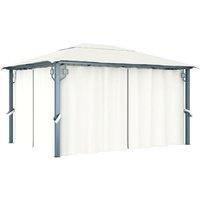 Berkfield Home Gazebo with Curtain 400 x 300 cm Cream Aluminium in Beige