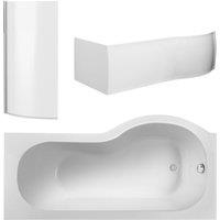 Balterley 1500 mm Left Hand P Shape Square Shower Bath Screen Front Panel White