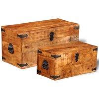 Berkfield Home Storage Chest Set 2 Pieces Rough Mango Wood in Brown