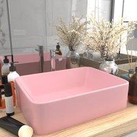 Berkfield Home Luxury Wash Basin Matt Pink 41x30x12 cm Ceramic | Size: 41 x 30 x 12 cm