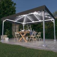 Berkfield Home Gazebo with LED String Lights 400x300 cm Anthracite Aluminium in Black