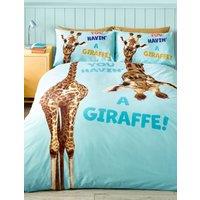 Catherine Lansfield 'Havin A Giraffe' Reversible Duvet Cover Set in Aqua | Size: King