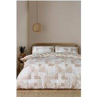 Catherine Lansfield 'Sloane Geo' Reversible Duvet Cover Set in Natural | Size: Double