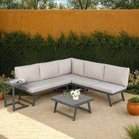Home Garden Direct Monaco - Lounge Corner Sofa Set - Grey / Grey - Transforms into x2 Sunbeds