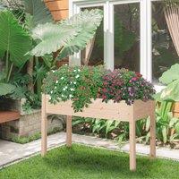 OUTSUNNY Garden Wooden Planter Flower Raised Bed Herb Grow Box Container in Nude