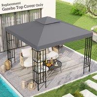 OUTSUNNY 3(m) 2 Tier Garden Gazebo Top Cover Replacement Canopy Roof in Grey
