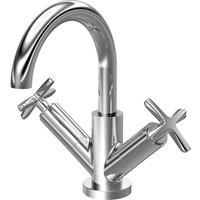 Balterley Connect Mono Basin Mixer Tap, 2 Crosshead Handles, Swivel Spout Chrome in Silver