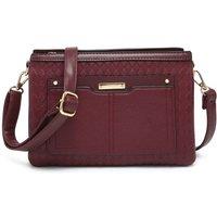 JFY Women's Triple Compartments Top Zipped Cross Body Bag in Wine