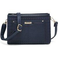 JFY Women's Triple Compartments Top Zipped Cross Body Bag in Dark Blue
