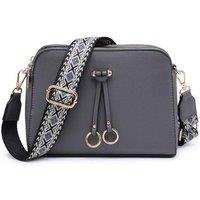 JFY Women's Three Zipped Sections Canvas Strap Cross Body Bag in Dark Grey