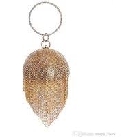 JFY Women's Tussles Ball Shape Clutch Bag in Rose Gold
