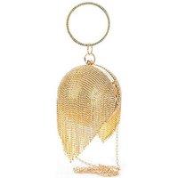JFY Women's Tussles Ball Shape Clutch Bag in Gold