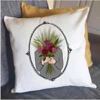 Afewhometruths November Birth Flower Cushion in Off-White | Size: 40 cm x 40 cm