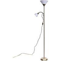 ValueLights Mozz Mother & Child Uplighter Floor Lamp with Adjustable Side Lamp in Metallic Gold