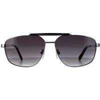 Guess Men's Aviator Shiny Dark Nickeltin Smoke Grey Gradient GU00054 in Silver