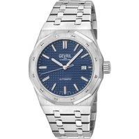 Gevril Men's Gotham, Swiss Automatic Watch, Blue Dial, 316L Stainless Steel, & Sapphire Crystal in Silver