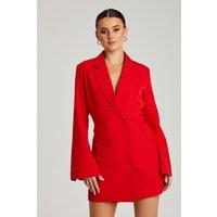 Urban Bliss Women's Flare Slv Fitted Blazer Dress in Red | Size: 4