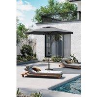 Rotating Patio Parasol 3M Umbrella for Outdoor Sunshade and Rain with Floral-Pattern Base