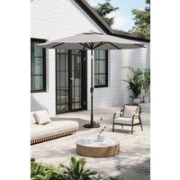Patio Umbrella 3M Rotating Garden Parasol with Floral-Pattern Base
