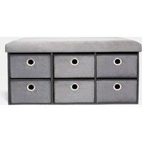 OHS Storage Cube Unit 6 Draw Ottoman Space Saving Velvet Chest Shoe Organiser in Charcoal